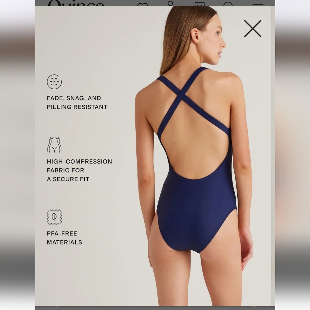 Quince Italian Cross-Back One-Piece (Padded) Navy